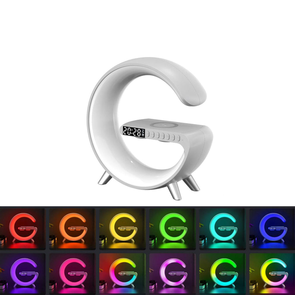 Cargador inalámbrico ligero lunar y altavoz con reloj