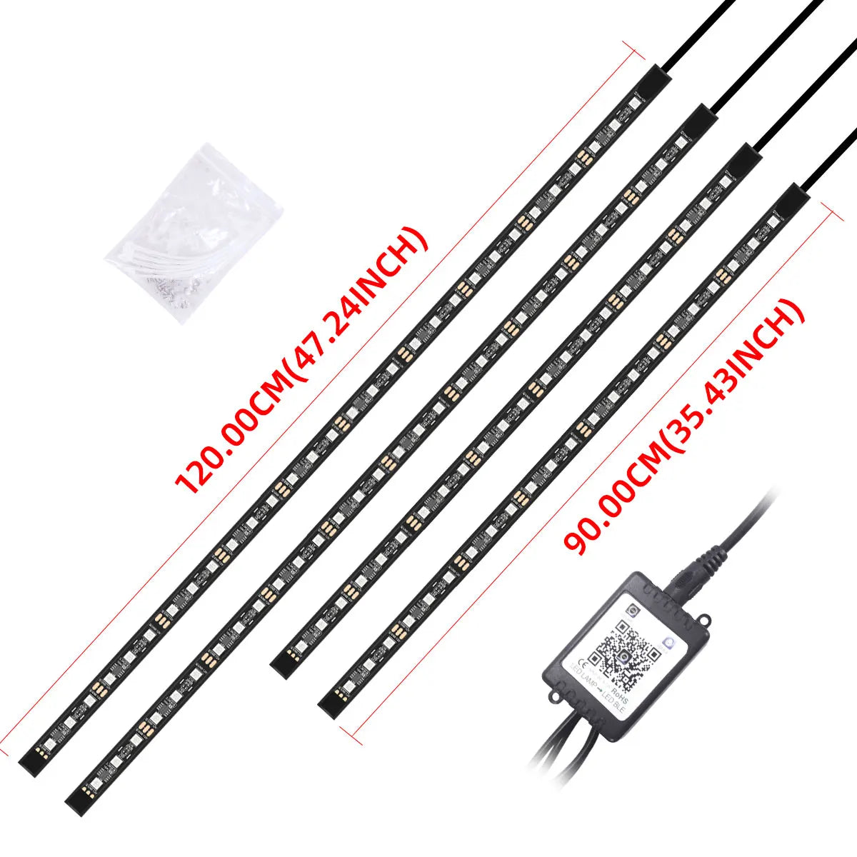 Barra de luz LED del automóvil Lámpara ambiental 12V Luces de bajo brillo RGB App Control Automotriz Atmósfera de la Atmósfera Universal Universal