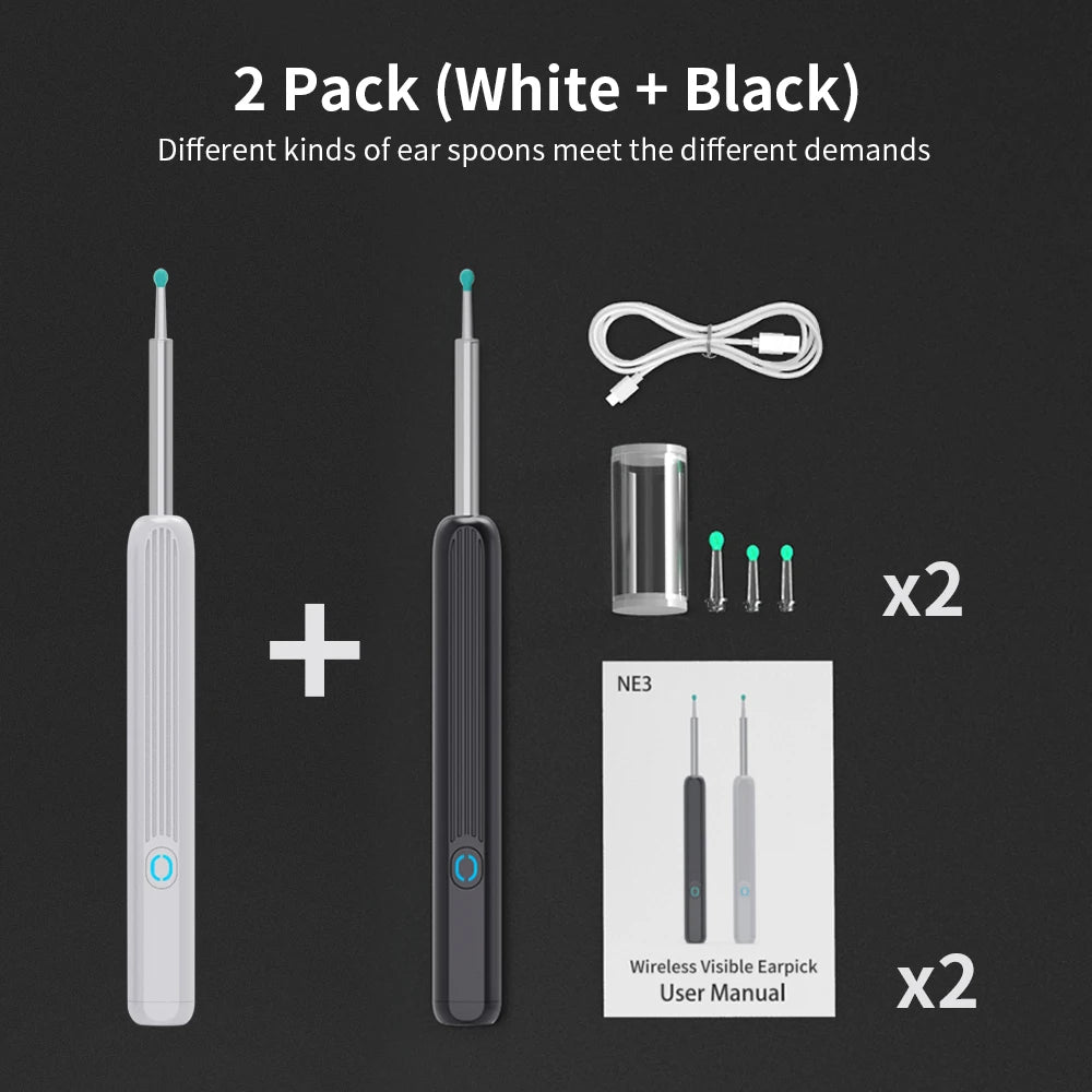 Herramienta de eliminación de cera de oreja de alta precisión NE3 con luz LED Wireless Otoscope Smart Ear Cleaner Kit de limpieza de orejas de alta precisión con cámara LED