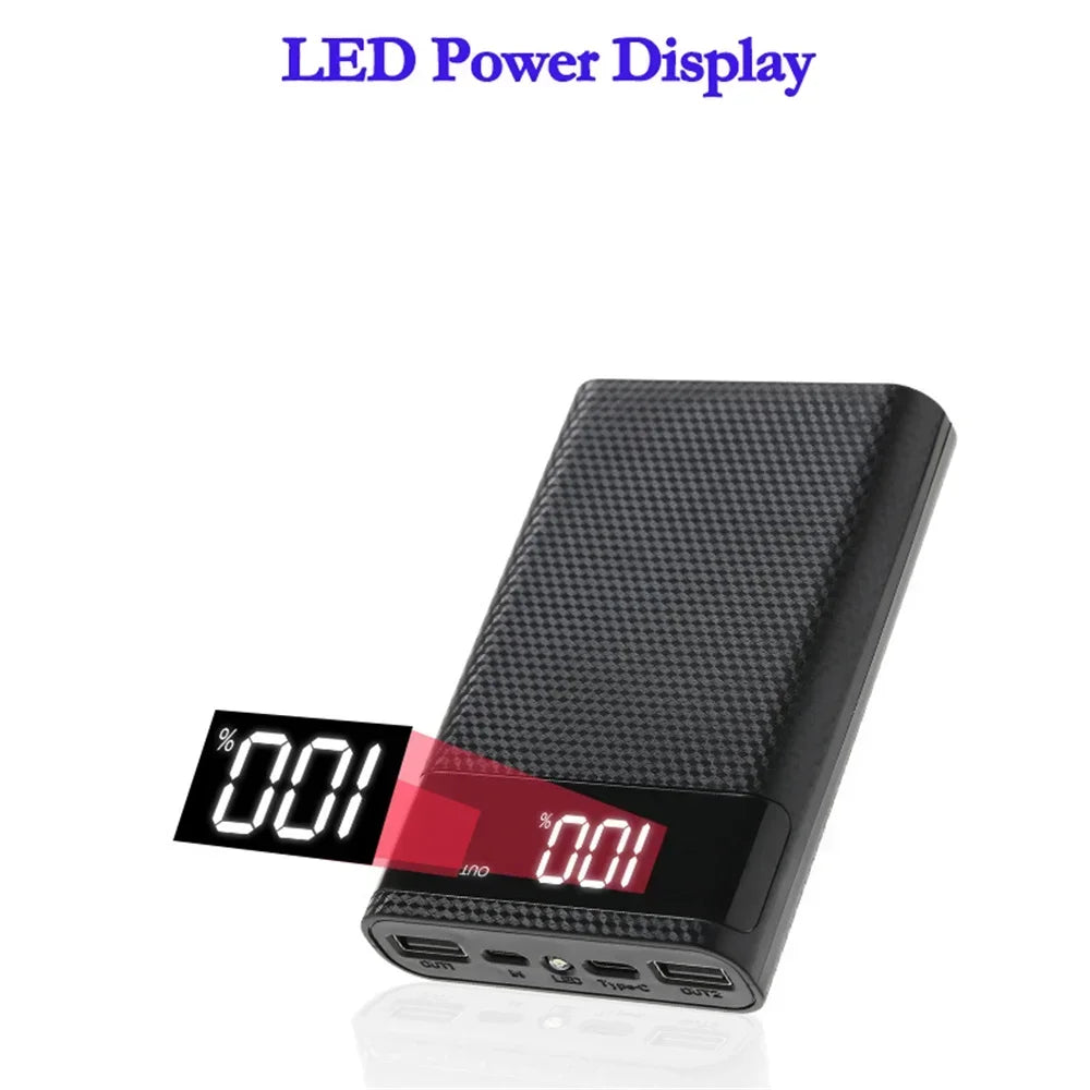 Caja de almacenamiento de carga de caja de energía DIY 4pcs 18650 Batería 5V Dual USB tipo C Interfaz USB Micro USB Micro USB para teléfonos inteligentes