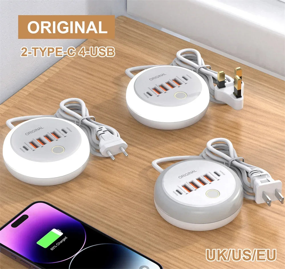 Enchufe USB C de varios puertos de la banda eléctrica de 50W Tipo C de carga rápida Carga rápida Cargador USB adaptador para iPhone12 13 Cargador rápido de teléfono móvil rápido
