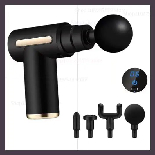 Fascia Gun Masajeador de tejido profundo 6 velocidades ajustables 4 cabezas de masaje rectificador muscular portátil motor silencioso sin escobillas para el hogar en el gimnasio