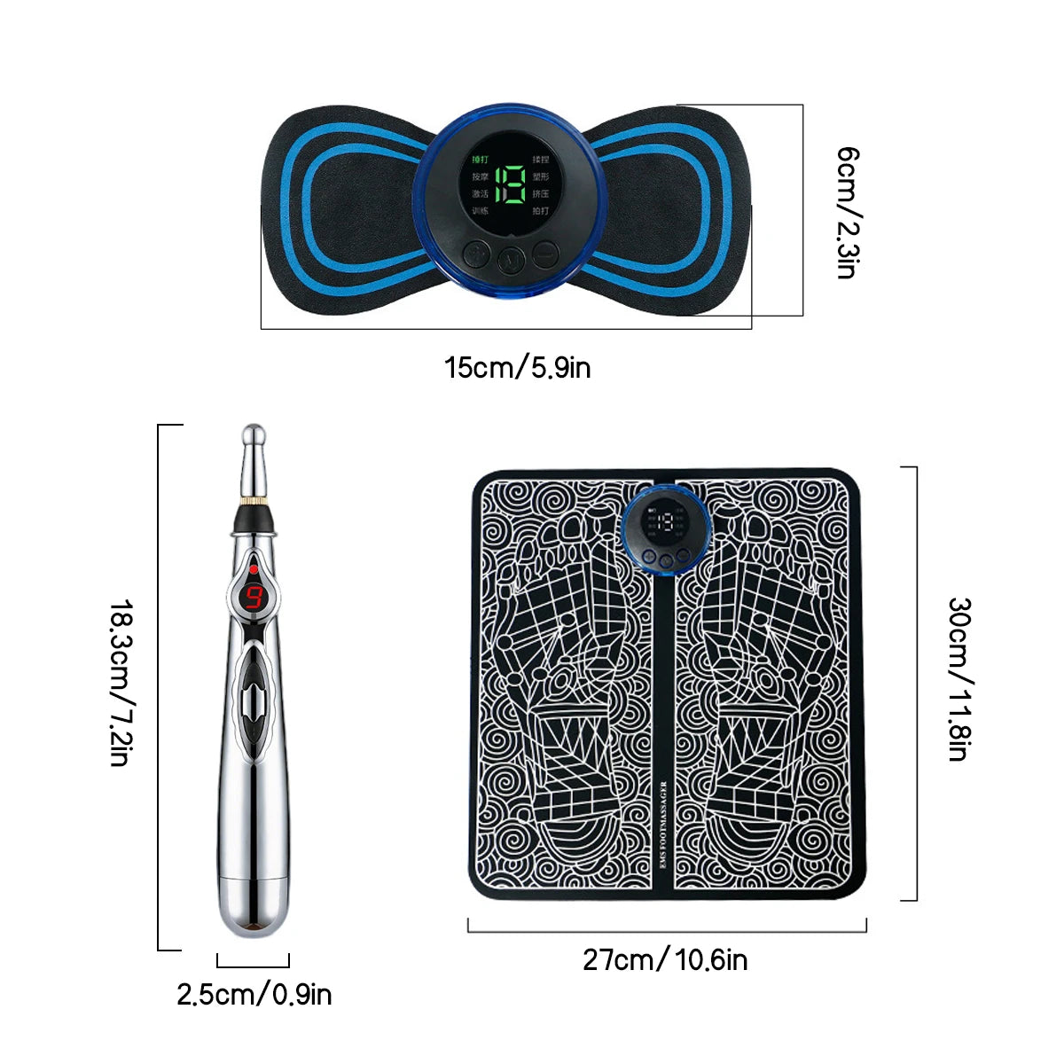 Almohadilla de terapia electrónica Smart Pulse Ems para pies, bolígrafo de masaje multifuncional, dispositivo para el cuidado del cuello, herramienta de masaje profesional para todo el cuerpo.