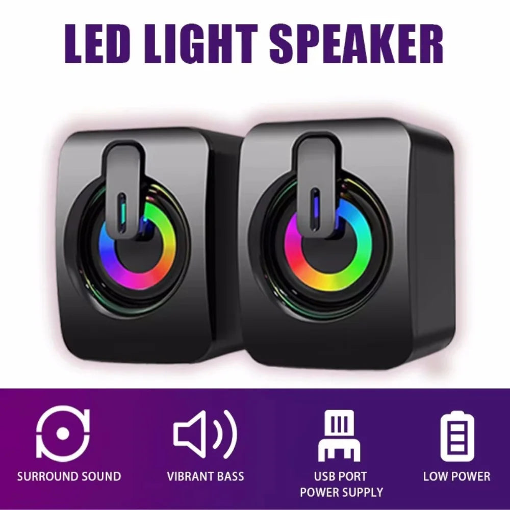 Altavoces de computadora PC Sound Box HIFI Stereo Microphone con luz LED para ordenadores de escritorio Surround Music RGB Gaming Speakers