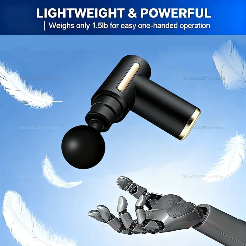 Fascia Gun Masajeador de tejido profundo 6 velocidades ajustables 4 cabezas de masaje rectificador muscular portátil motor silencioso sin escobillas para el hogar en el gimnasio