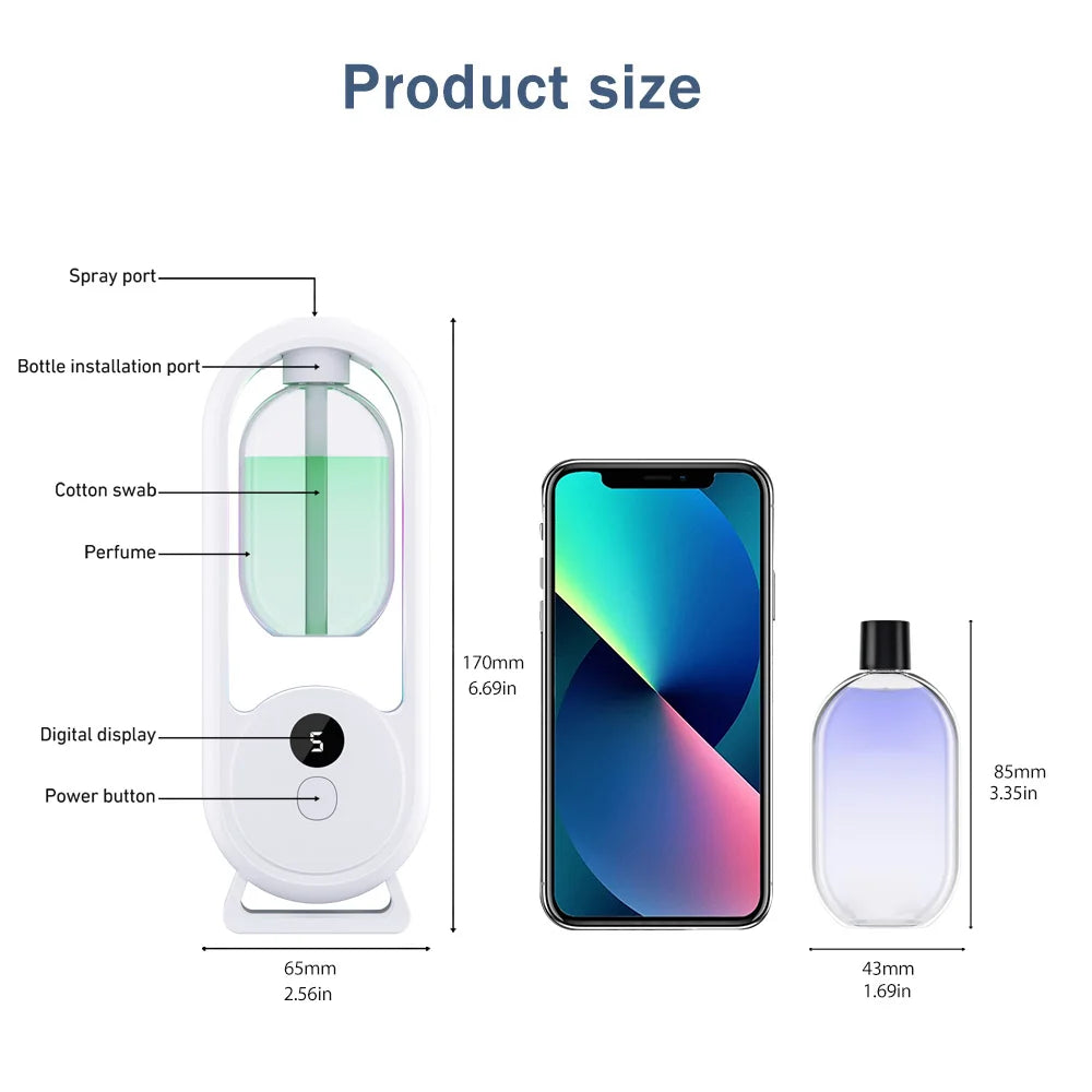 Difusor de aroma portátil recargable Aluminador de aromaterapia Máquina de aromaterapia Refrescante de aire temporizado para eliminar olores 5 modos de pulverización cronometrada