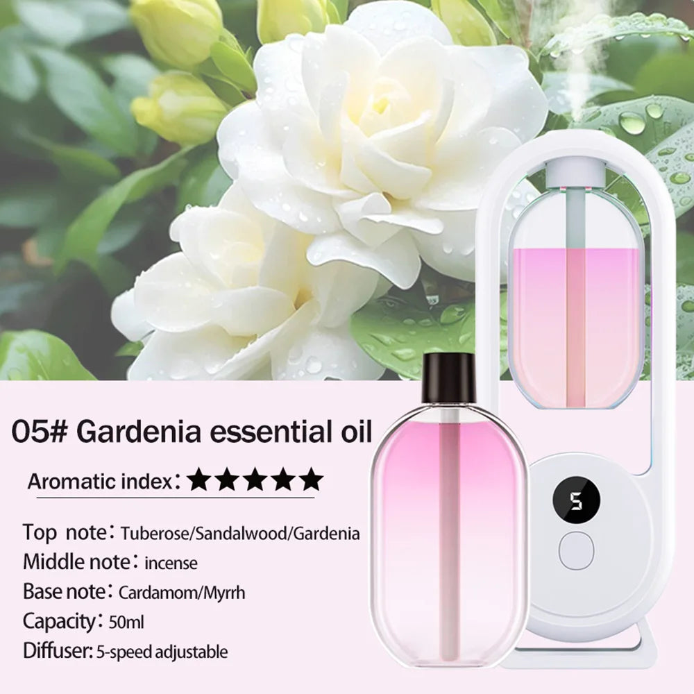 Difusor de aroma portátil recargable Aluminador de aromaterapia Máquina de aromaterapia Refrescante de aire temporizado para eliminar olores 5 modos de pulverización cronometrada