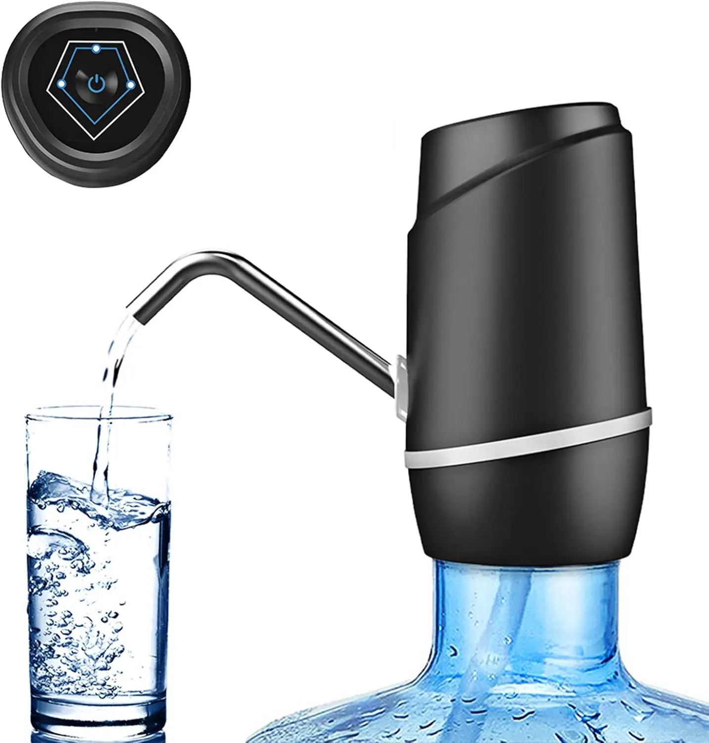 Bomba de botella de agua blanca / negra USB de carga del interruptor automático Dispensador de bebida de interruptor automático de carga de un clic Dispensador de bomba de bebida de interruptor automático