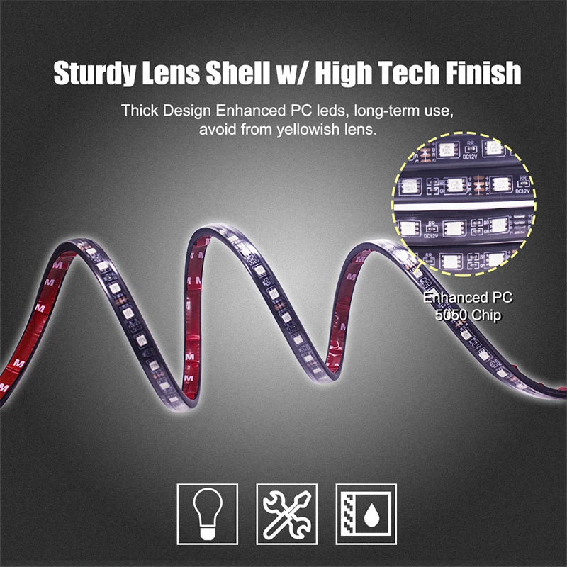 Barra de luz LED del automóvil Lámpara ambiental 12V Luces de bajo brillo RGB App Control Automotriz Atmósfera de la Atmósfera Universal Universal
