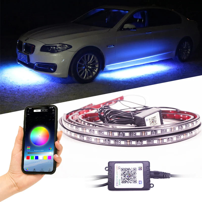 Barra de luz LED del automóvil Lámpara ambiental 12V Luces de bajo brillo RGB App Control Automotriz Atmósfera de la Atmósfera Universal Universal