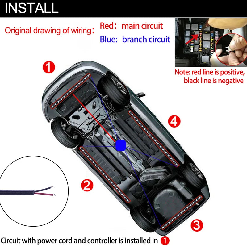 Barra de luz LED del automóvil Lámpara ambiental 12V Luces de bajo brillo RGB App Control Automotriz Atmósfera de la Atmósfera Universal Universal