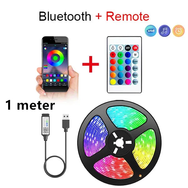 Bluetooth LED Strip Lights Smart SMD 5050 APP Control remoto de cinta flexible Dibudo de cinta de cinta de cinta de TV de retroiluminación de la sala de juegos Decoración de la casa