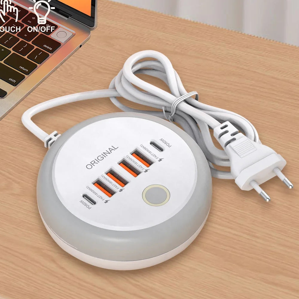 Enchufe USB C de varios puertos de la banda eléctrica de 50W Tipo C de carga rápida Carga rápida Cargador USB adaptador para iPhone12 13 Cargador rápido de teléfono móvil rápido