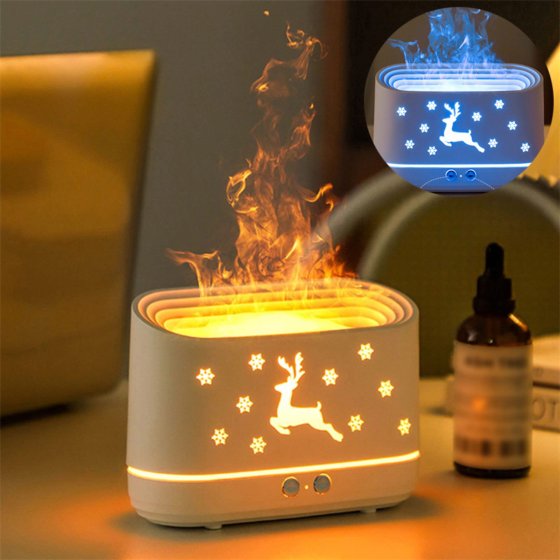 Difusor Humidificador de Llama de Alce Silencioso Lámpara de Ambiente Decoraciones Navideñas para el Hogar