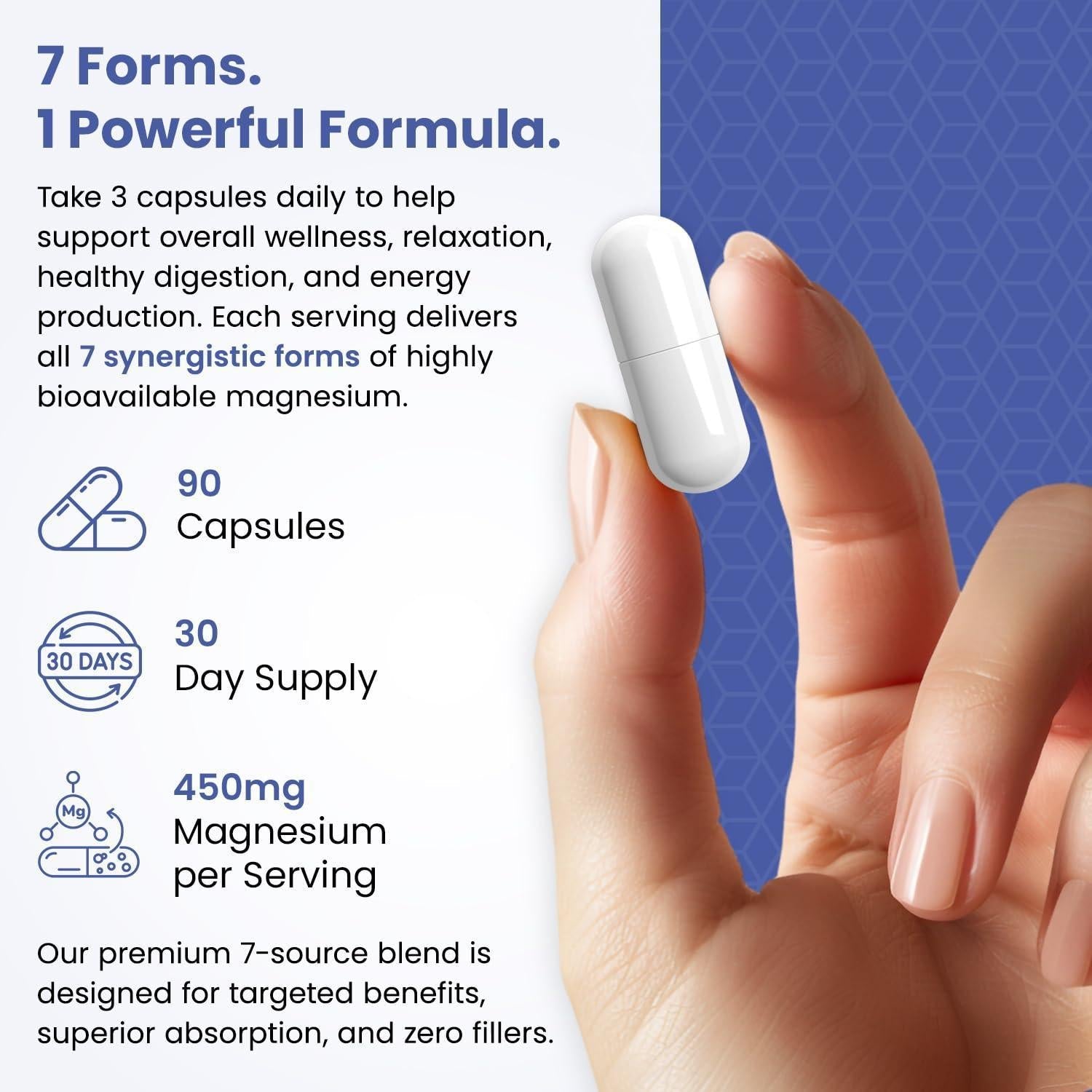 Complejo de magnesio para la relajación del sueño: digestión y calma 90 quilates de citrato de glicinato de glicinato de magnesio Bisglicinato bisglicinato de carbonato de malato de carbonato de hidrato húmico fúlvico húmico para una alta absorción