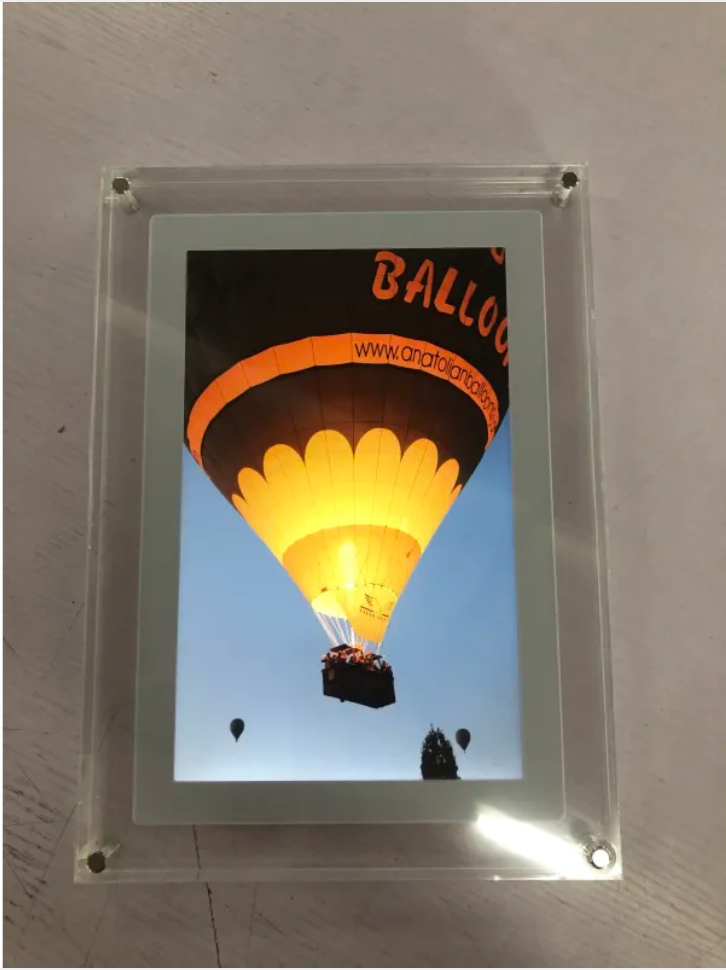 Marco de fotos digital acrílico con reproducción de vídeo y almacenamiento de 1 GB - Batería y USB compatible con USB