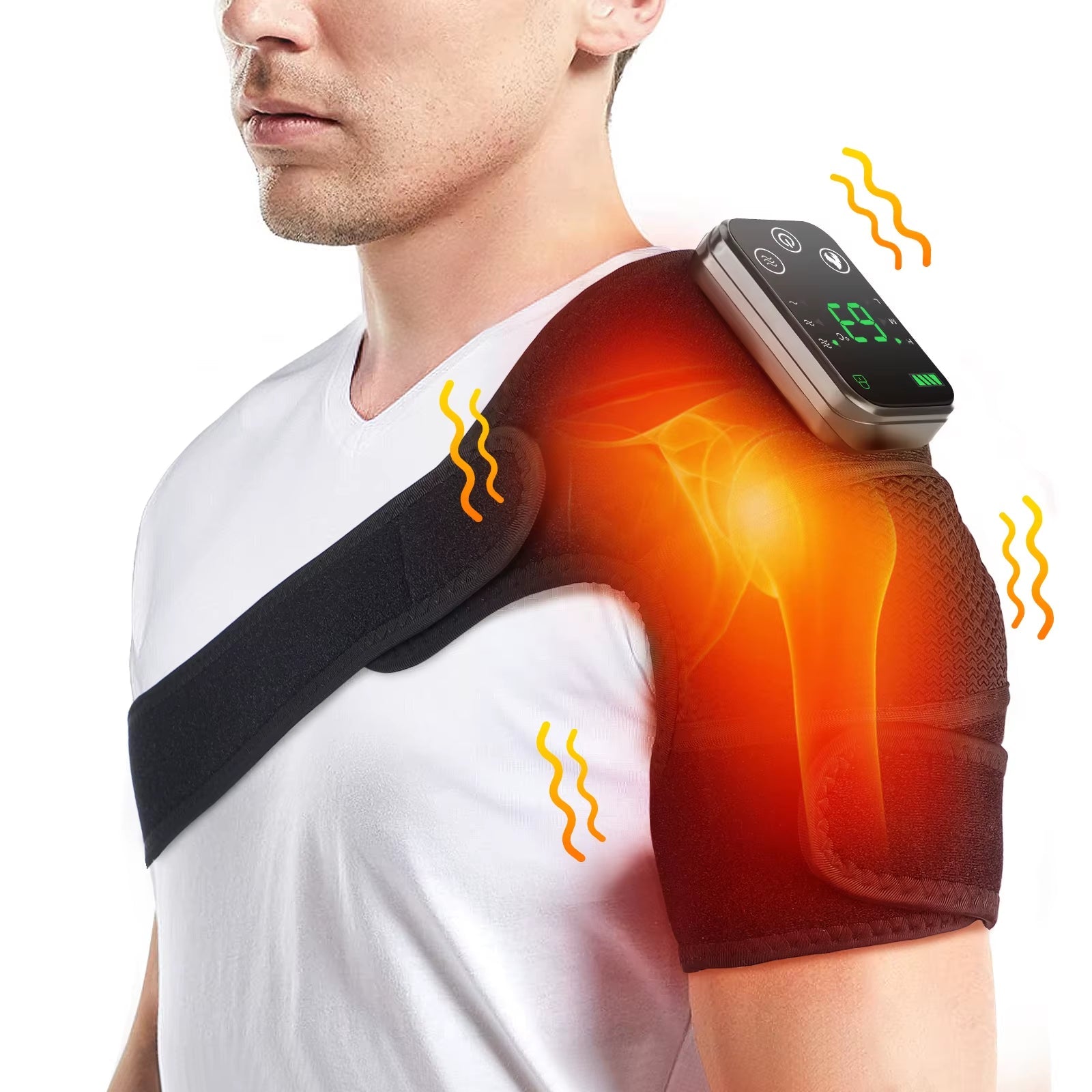 Masaje de rodilla con vibración calentado eléctrico (almohadilla de fisioterapia 3 en 1 masajeador para aliviar el dolor de compresión caliente del codo del hombro)