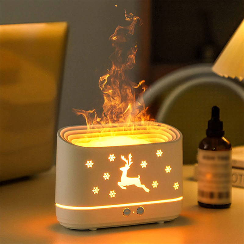 Difusor Humidificador de Llama de Alce Silencioso Lámpara de Ambiente Decoraciones Navideñas para el Hogar