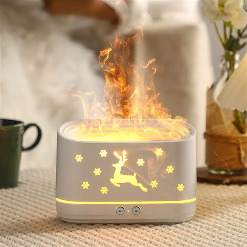 Difusor Humidificador de Llama de Alce Silencioso Lámpara de Ambiente Decoraciones Navideñas para el Hogar